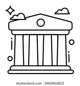A flat design icon of library building