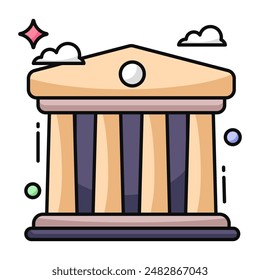 A flat design icon of library building