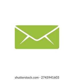 A flat design icon of a light green sealed envelope on a white background. This minimalist vector graphic symbolizes mail email and communication.