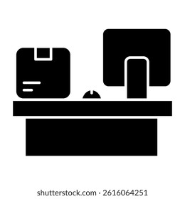 A flat design icon of logistic reception