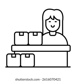 A flat design icon of logistic reception