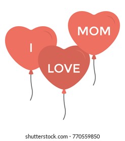 
Flat design icon of I love mom balloons
