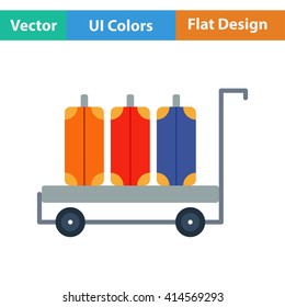 Flat design icon of luggage cart in ui colors. Vector illustration.