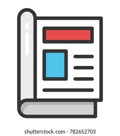 Flat design icon of magazine article or book layout