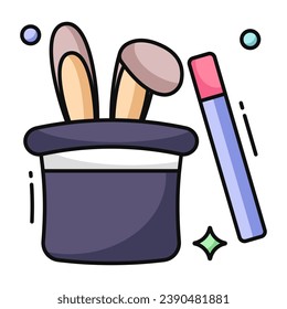 A flat design icon of magician hat