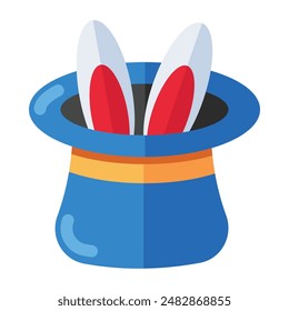 A flat design icon of magician hat