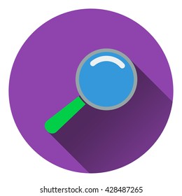 Flat design icon of magnifier in ui colors. Flat design. Vector illustration.