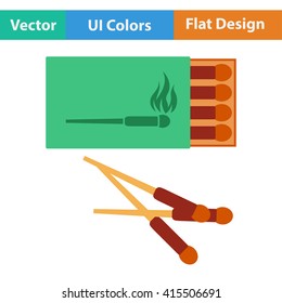Flat design icon of match box in ui colors. Vector illustration.