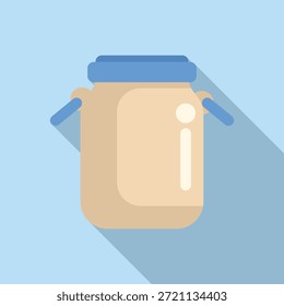 Icono de diseño plano de una lata de leche con un símbolo de información, perfecto para proyectos relacionados con productos lácteos o agricultura