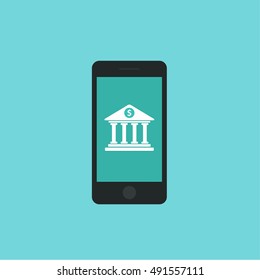 Flat design icon of mobile banking services, Vector illustration