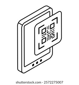 Flat design icon of mobile barcode