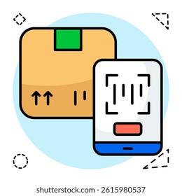 A flat design icon of mobile barcode