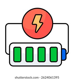 Un icono de diseño plano de la batería móvil