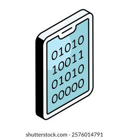 A flat design icon of mobile binary data
