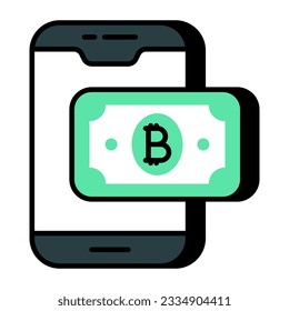 Icono de diseño plano de bitcoin móvil