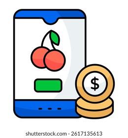 A flat design, icon of mobile gambling