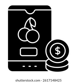 A flat design, icon of mobile gambling