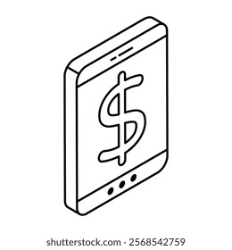 A flat design icon of mobile money