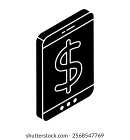 A flat design icon of mobile money