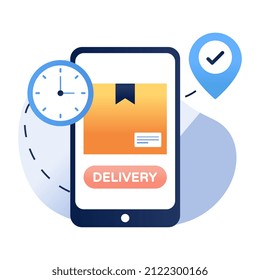 A flat design icon of mobile parcel tracking

