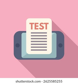 Icono de diseño plano de un teléfono móvil que muestra una prueba, ideal para contenido relacionado con la educación