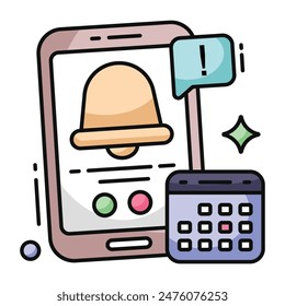 A flat design icon of mobile reminder