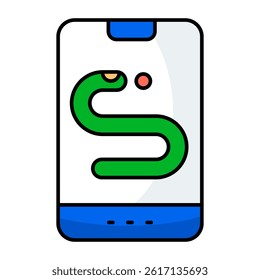 A flat design, icon of mobile snake game