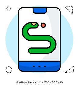 A flat design, icon of mobile snake game