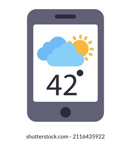 Icono de diseño plano de la aplicación de meteorología móvil

