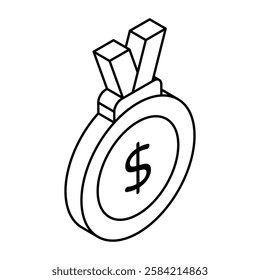 A flat design icon of money badge