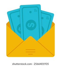 A flat design icon of money envelope
