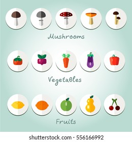 Flat design icon. Mushroom. Vegetables
