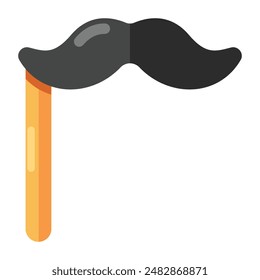 A flat design icon of mustache prop
