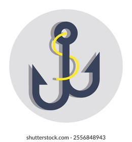 A flat design icon of nautical hook