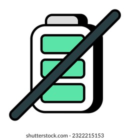 Un icono de diseño plano sin batería móvil