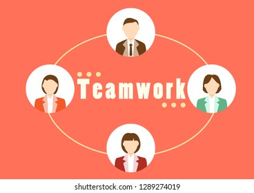 flat design icon of office man and woman, concept for teamwork and successful