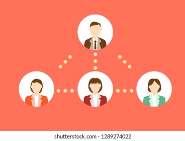 flat design icon of office man and woman, concept for teamwork and successful