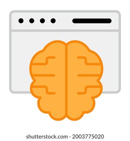 Un diseño plano, icono del cerebro en línea