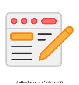 A flat design, icon of online content writing