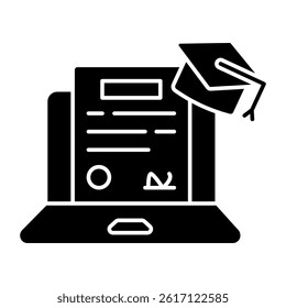 A flat design icon of online degree