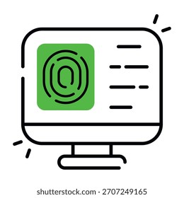 Flachbild-Symbol des Online-Fingerabdrucks 