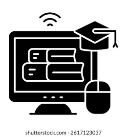 A flat design icon of online library