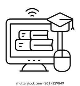 A flat design icon of online library