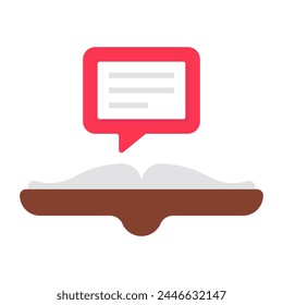A flat design icon of open book