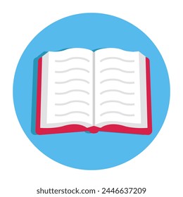 A flat design icon of open book