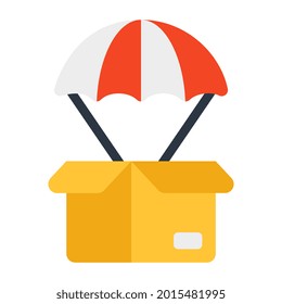 Icono de diseño plano de entrega de paracaídas