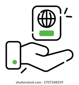 flat design icon of passport, editable vector