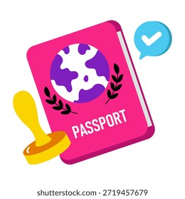 Un icono de diseño plano de pasaporte, Vector editable