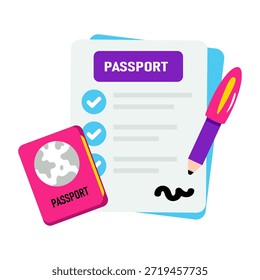 Un icono de diseño plano de pasaporte, Vector editable