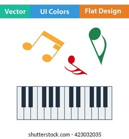 Flat design icon of Piano keyboard ui colors. Vector illustration. 